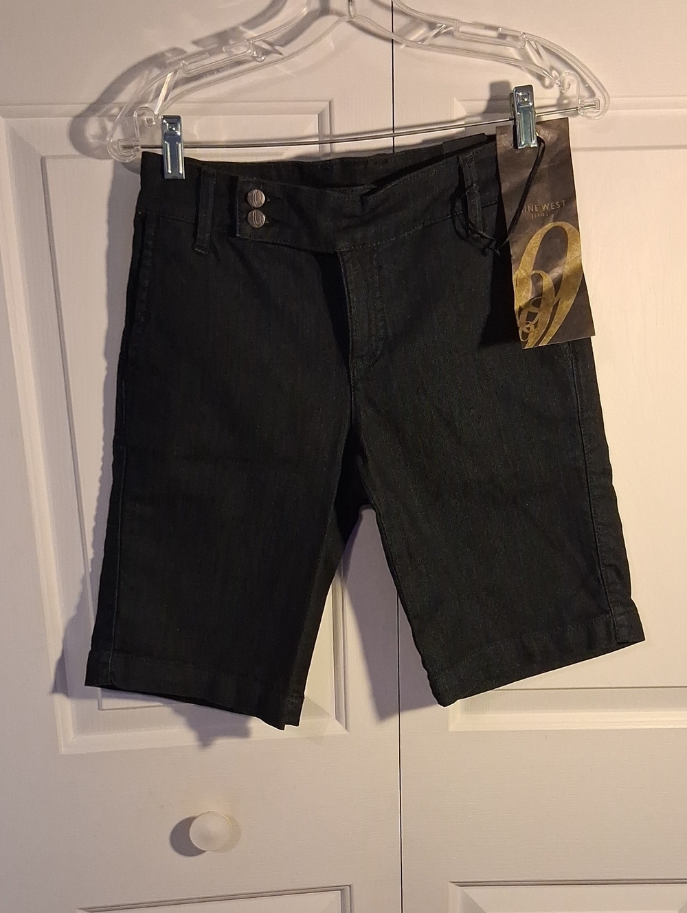 Nine West Black Women's Bermuda Shorts with Double-Button Waist